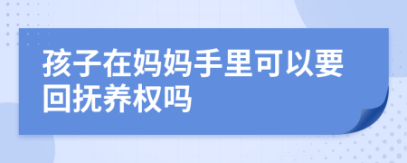 孩子在妈妈手里可以要回抚养权吗