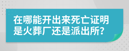 在哪能开出来死亡证明是火葬厂还是派出所？