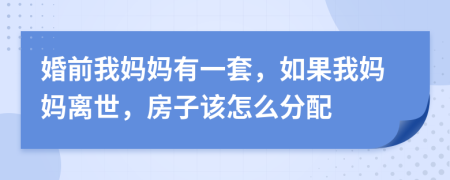 婚前我妈妈有一套，如果我妈妈离世，房子该怎么分配