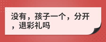 没有，孩子一个，分开，退彩礼吗