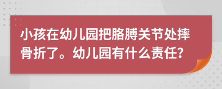 小孩在幼儿园把胳膊关节处摔骨折了。幼儿园有什么责任？