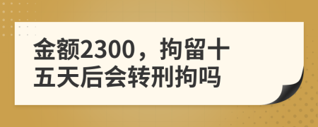 金额2300，拘留十五天后会转刑拘吗