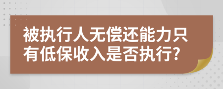 被执行人无偿还能力只有低保收入是否执行?