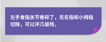 左手食指关节骨碎了，无名指和小拇指切除，可以评几级残，