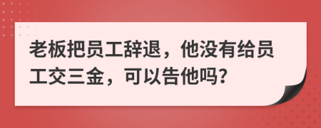 老板把员工辞退，他没有给员工交三金，可以告他吗？