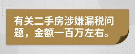 有关二手房涉嫌漏税问题，金额一百万左右。
