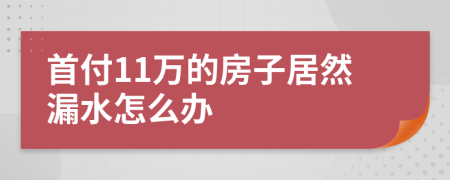 首付11万的房子居然漏水怎么办