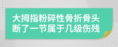 大拇指粉碎性骨折骨头断了一节属于几级伤残