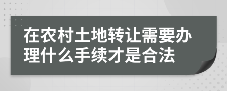 在农村土地转让需要办理什么手续才是合法