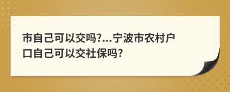 市自己可以交吗?...宁波市农村户口自己可以交社保吗?