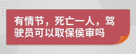 有情节，死亡一人，驾驶员可以取保侯审吗