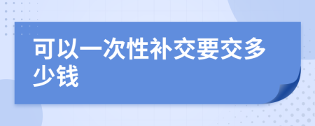 可以一次性补交要交多少钱