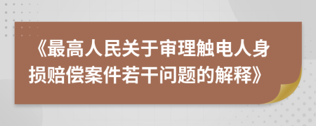 《最高人民关于审理触电人身损赔偿案件若干问题的解释》