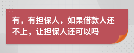 有，有担保人，如果借款人还不上，让担保人还可以吗