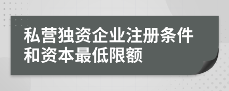 私营独资企业注册条件和资本最低限额