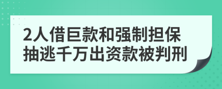 2人借巨款和强制担保抽逃千万出资款被判刑