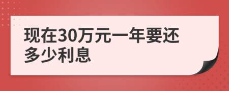 现在30万元一年要还多少利息