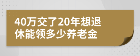 40万交了20年想退休能领多少养老金