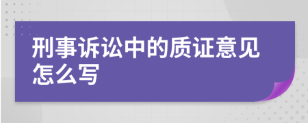 刑事诉讼中的质证意见怎么写