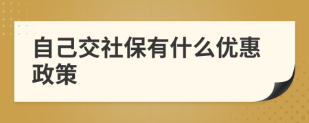 自己交社保有什么优惠政策