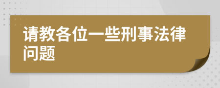 请教各位一些刑事法律问题
