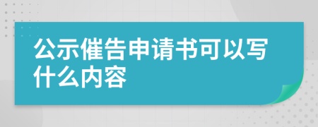 公示催告申请书可以写什么内容