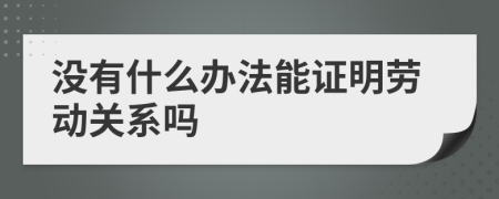 没有什么办法能证明劳动关系吗