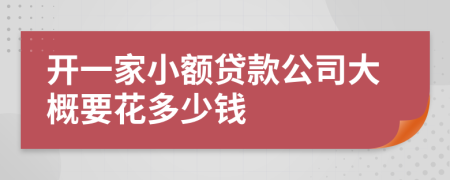 开一家小额贷款公司大概要花多少钱