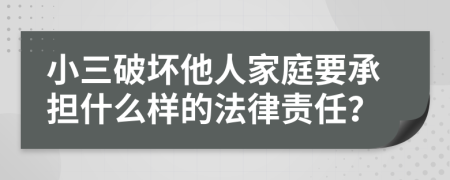 小三破坏他人家庭要承担什么样的法律责任？