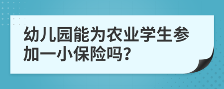 幼儿园能为农业学生参加一小保险吗？