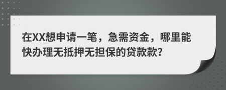 在XX想申请一笔，急需资金，哪里能快办理无抵押无担保的贷款款？