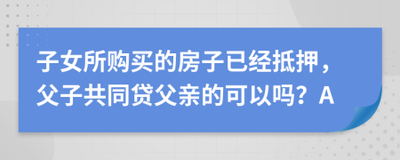 子女所购买的房子已经抵押，父子共同贷父亲的可以吗？A