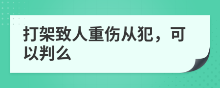 打架致人重伤从犯，可以判么