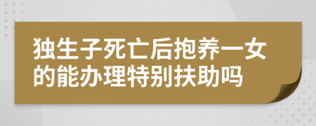 独生子死亡后抱养一女的能办理特别扶助吗