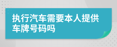执行汽车需要本人提供车牌号码吗