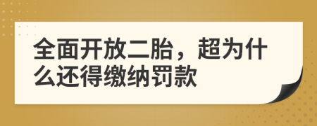 全面开放二胎，超为什么还得缴纳罚款