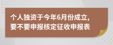 个人独资于今年6月份成立,要不要申报核定征收申报表