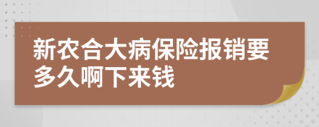 新农合大病保险报销要多久啊下来钱