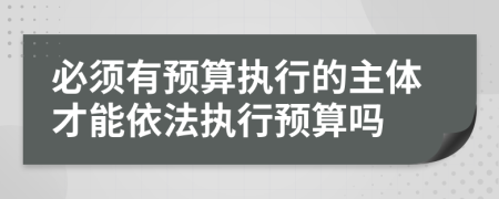 必须有预算执行的主体才能依法执行预算吗