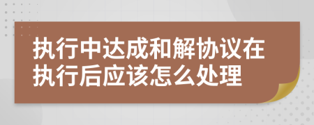 执行中达成和解协议在执行后应该怎么处理