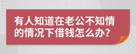 有人知道在老公不知情的情况下借钱怎么办？