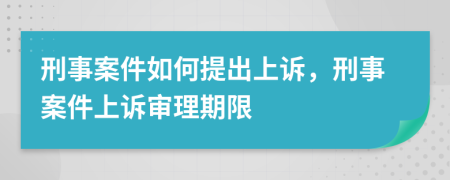 刑事案件如何提出上诉，刑事案件上诉审理期限