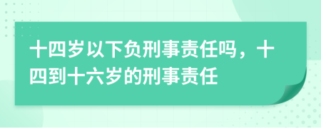 十四岁以下负刑事责任吗，十四到十六岁的刑事责任