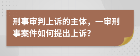 刑事审判上诉的主体，一审刑事案件如何提出上诉？