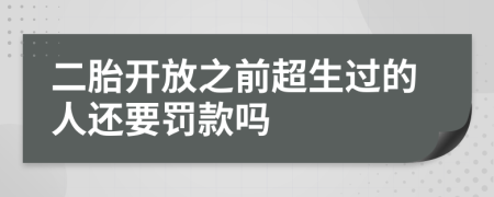 二胎开放之前超生过的人还要罚款吗