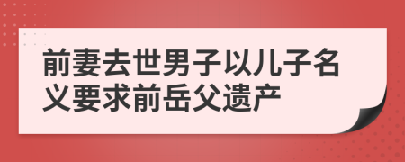 前妻去世男子以儿子名义要求前岳父遗产