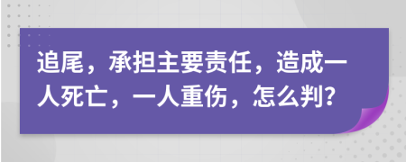 追尾，承担主要责任，造成一人死亡，一人重伤，怎么判？