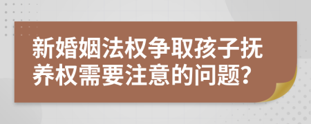 新婚姻法权争取孩子抚养权需要注意的问题？