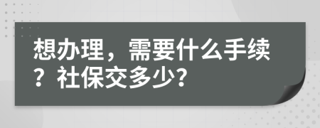 想办理，需要什么手续？社保交多少？