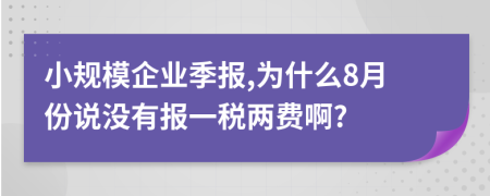 小规模企业季报,为什么8月份说没有报一税两费啊?